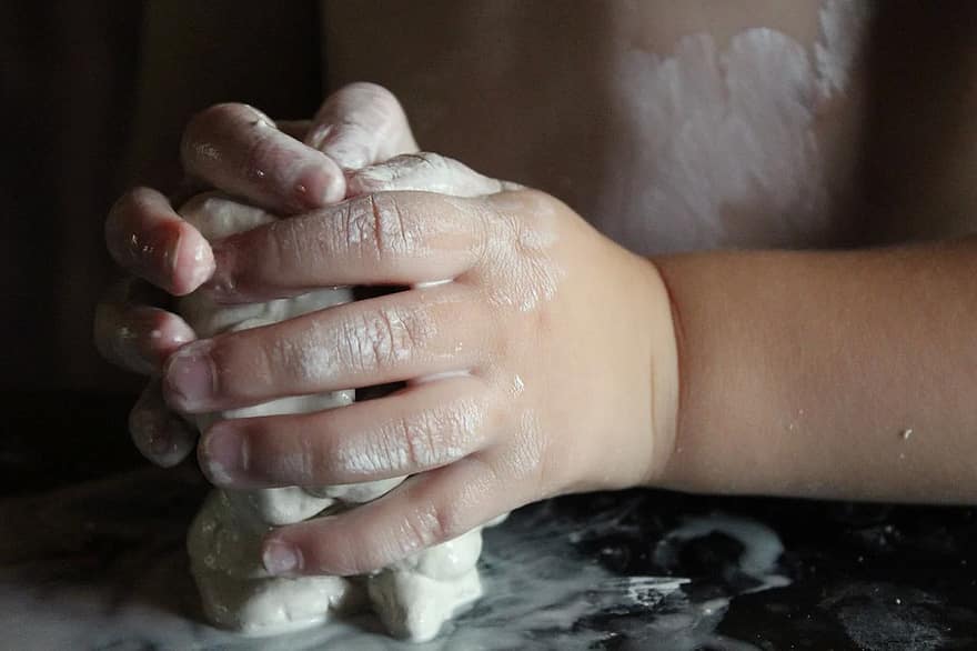 hand-hands-smudging-create-children-preschool-clay-shape-creative