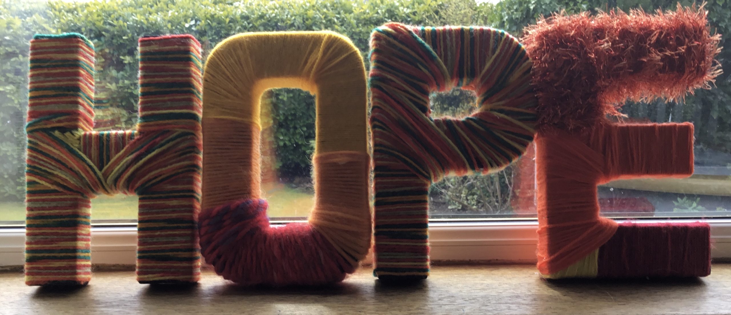 HOPE letters wrapped in wool