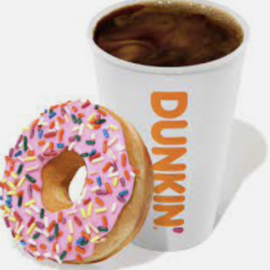 An image of a Dunkin' Donuts drink and an iced donut - what's not to like?