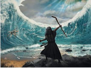 Moses separating the Red Sea